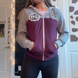 Grey & Maroon zip up jacket
